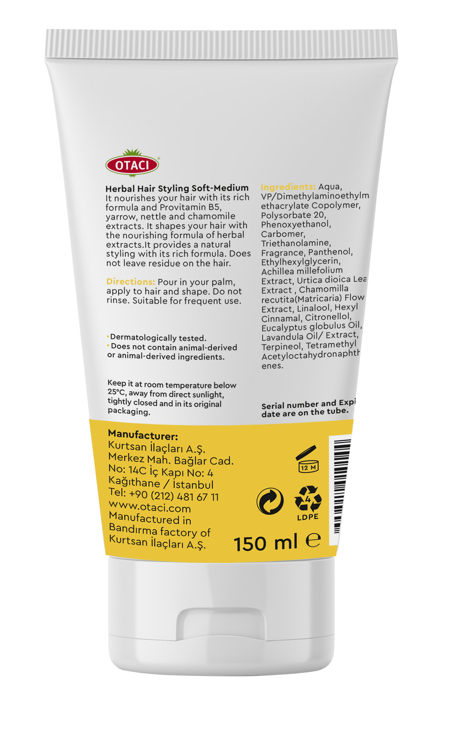 Otaci | Herbal Hair Styling Gel – Soft to Medium Hold with Yarrow, Nettle & Chamomile - Klearus