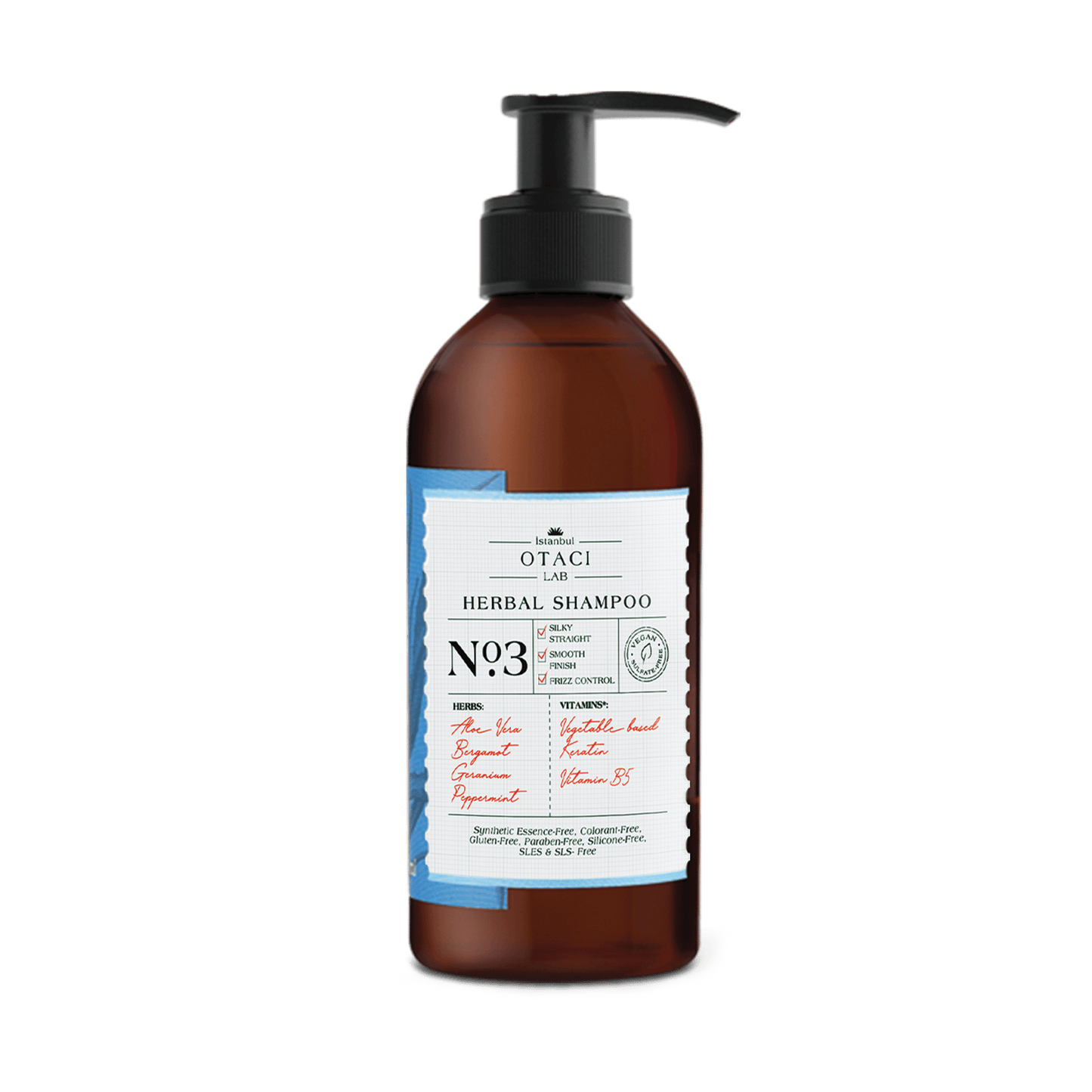Otaci LAB No:3 Herbal Shampoo | Aloe Vera & Keratin – Frizz Control & Shine – 250ml - Klearus